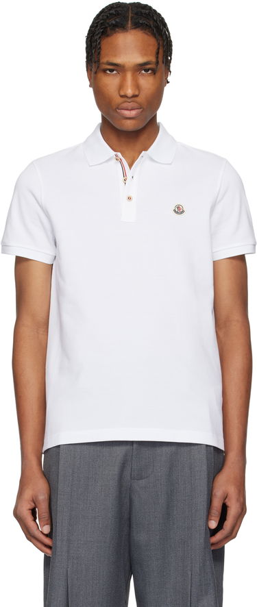 Поло тениска Moncler Moncler Logo Patch Cotton Polo Бяло | K10918A0003084556, 0