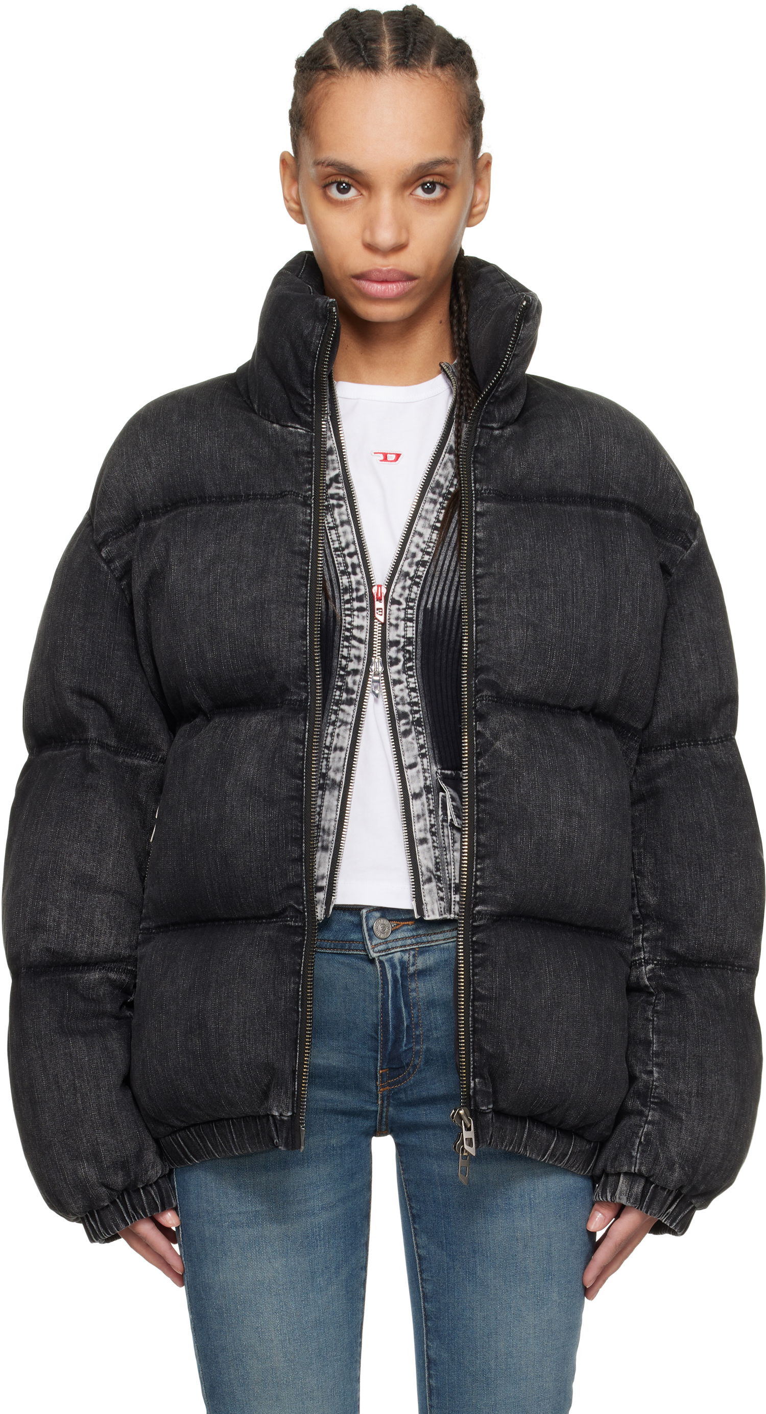 Пухо яке Diesel Diesel W-Mons-A Denim Puffer Jacket Черно | A16077 0ABCB, 0