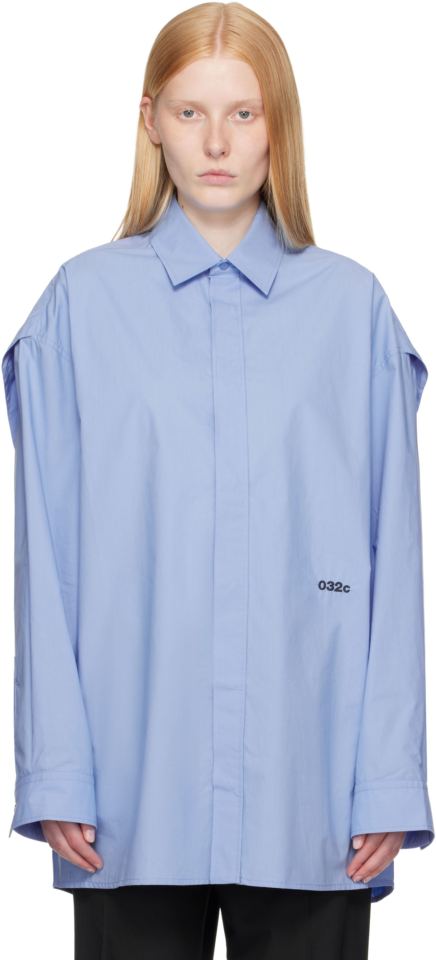 Риза 032C 032c Oversized 'Please Steam' Shirt Синьо | S25-URW-1309-300-W, 0
