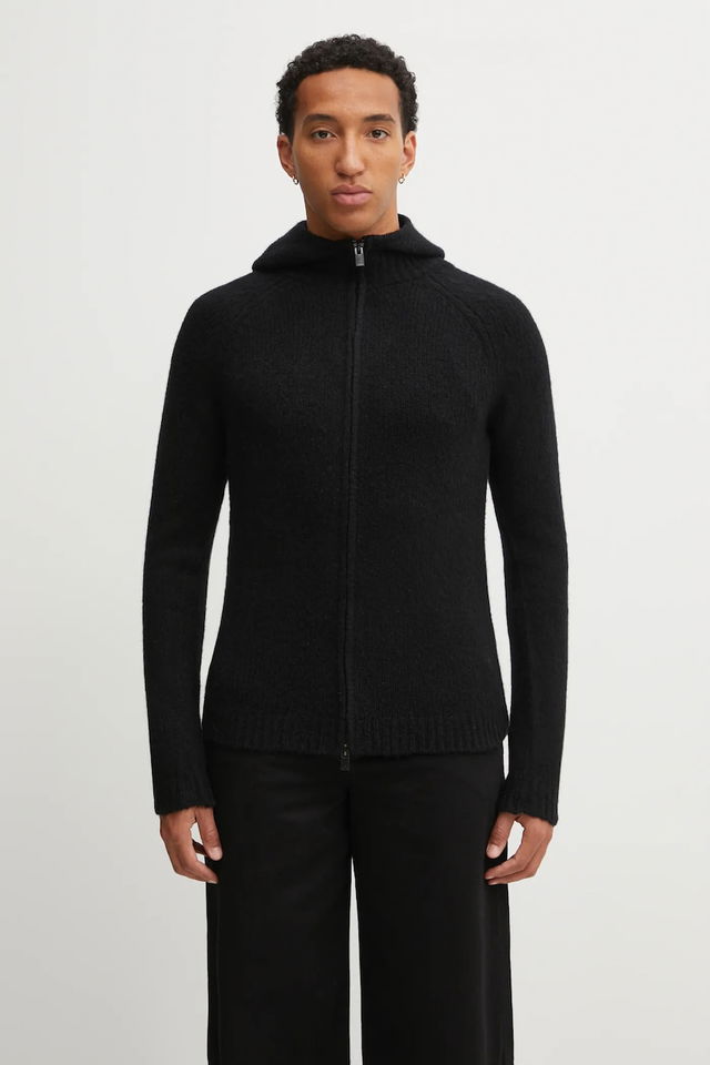 Heliot Emil Knitted Full-Zip Hooded Cardigan