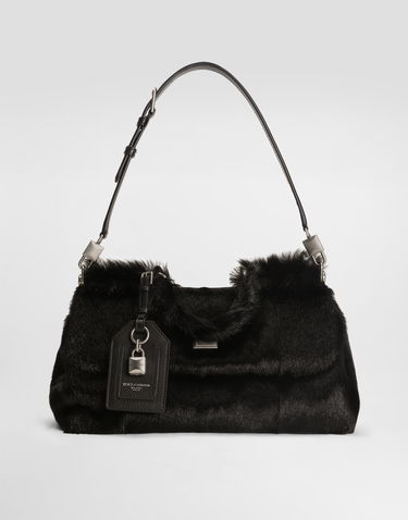 Дамска чанта Dolce & Gabbana Dolce & Gabbana My Sicily Fur Bag Черно | BB7782BR7258B956, 3