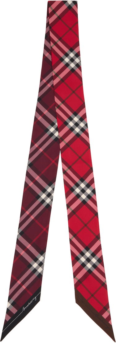 Шал Burberry Burberry Skinny Contrast Check Silk Scarf Червено | 8110367, 0