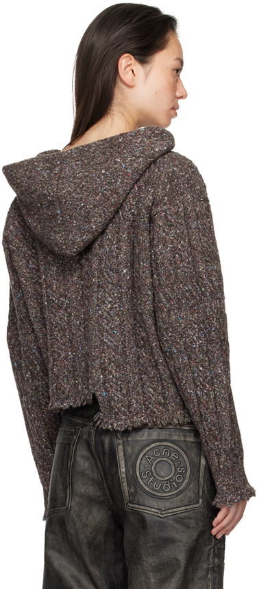 Пуловер Ottolinger Ottolinger Knit Open Collar Cropped Hoodie Кафяво | 1070203521, 2