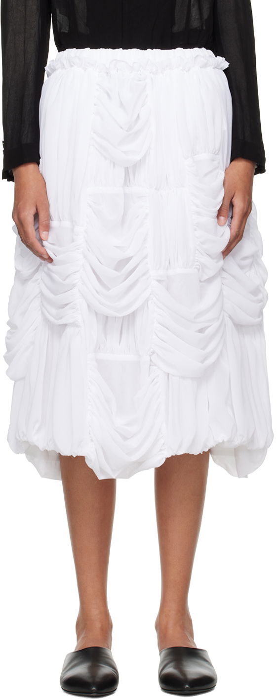 Пола Comme des Garçons Comme des Garçons Ruched Midi Skirt Бяло | RM-S016-051, 0