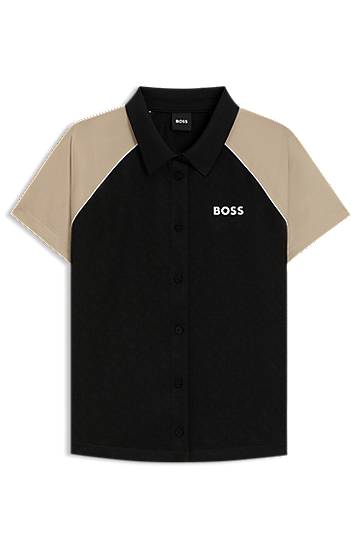 Риза BOSS BOSS Active Button-Up Top with Monogram Jacquard Fabric Черно | 50544191, 0