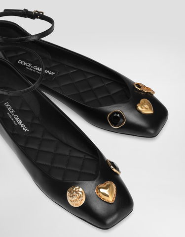 Аксесоари Dolce & Gabbana Dolce & Gabbana Leather Ballet Flats with Embroidered Detail Черно | CB0269AO03380999, 3