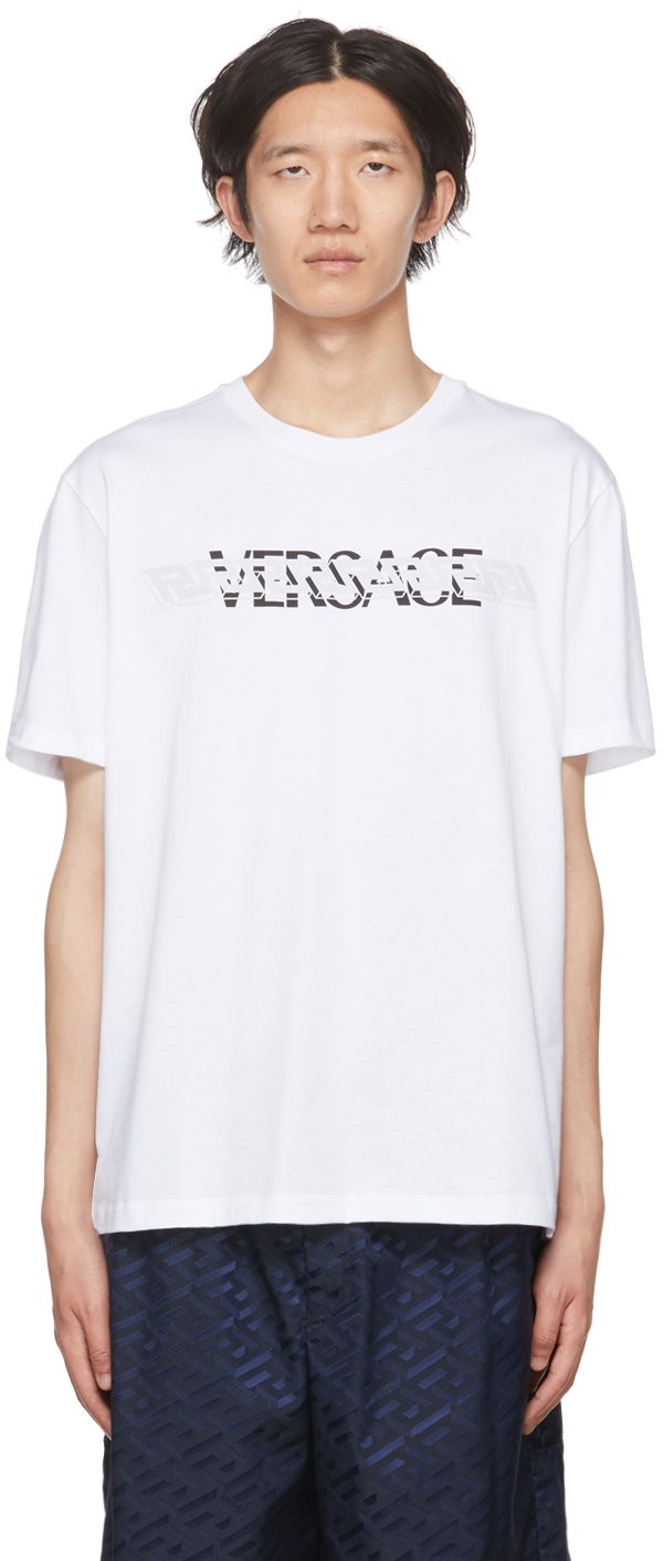 Тениска Versace La Greca T-Shirt Бяло | 1006441 1A04408, 0