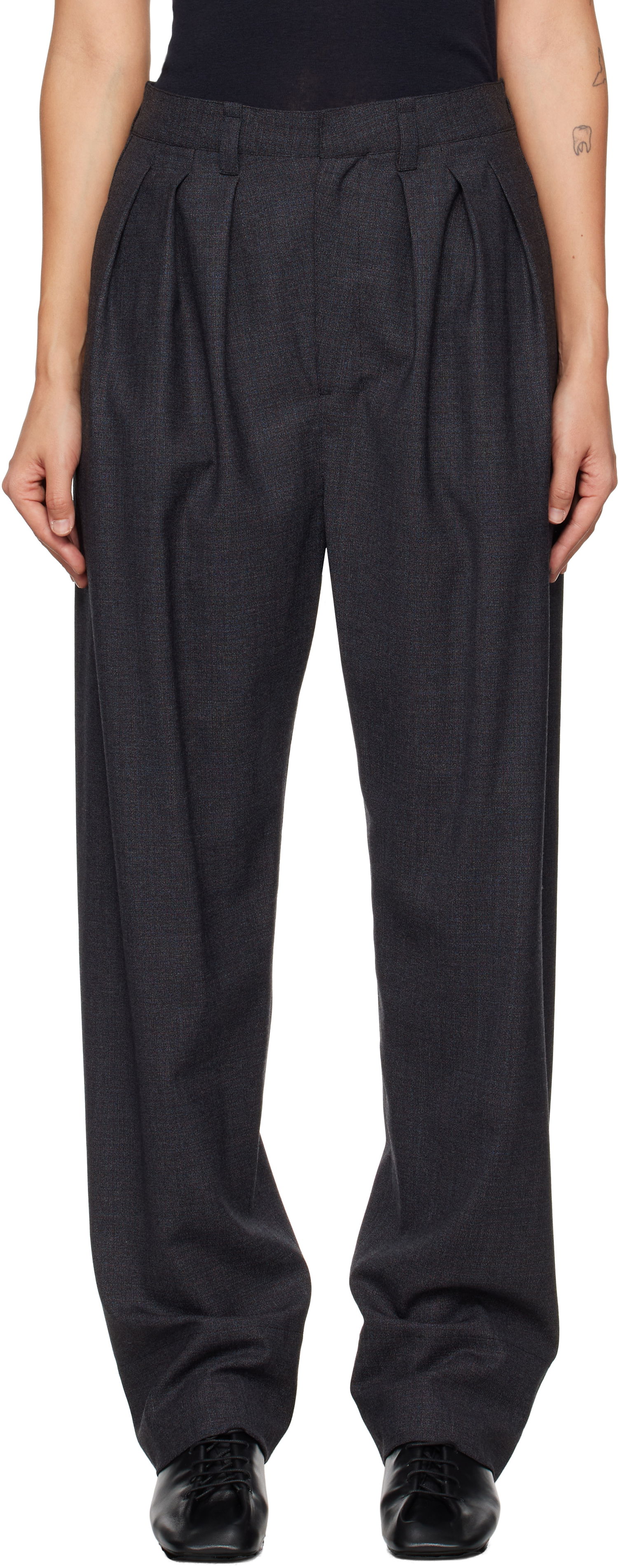 Панталони LEMAIRE Pleated Tailored Trousers Тъмно синьо | PA1093 LF1280, 0