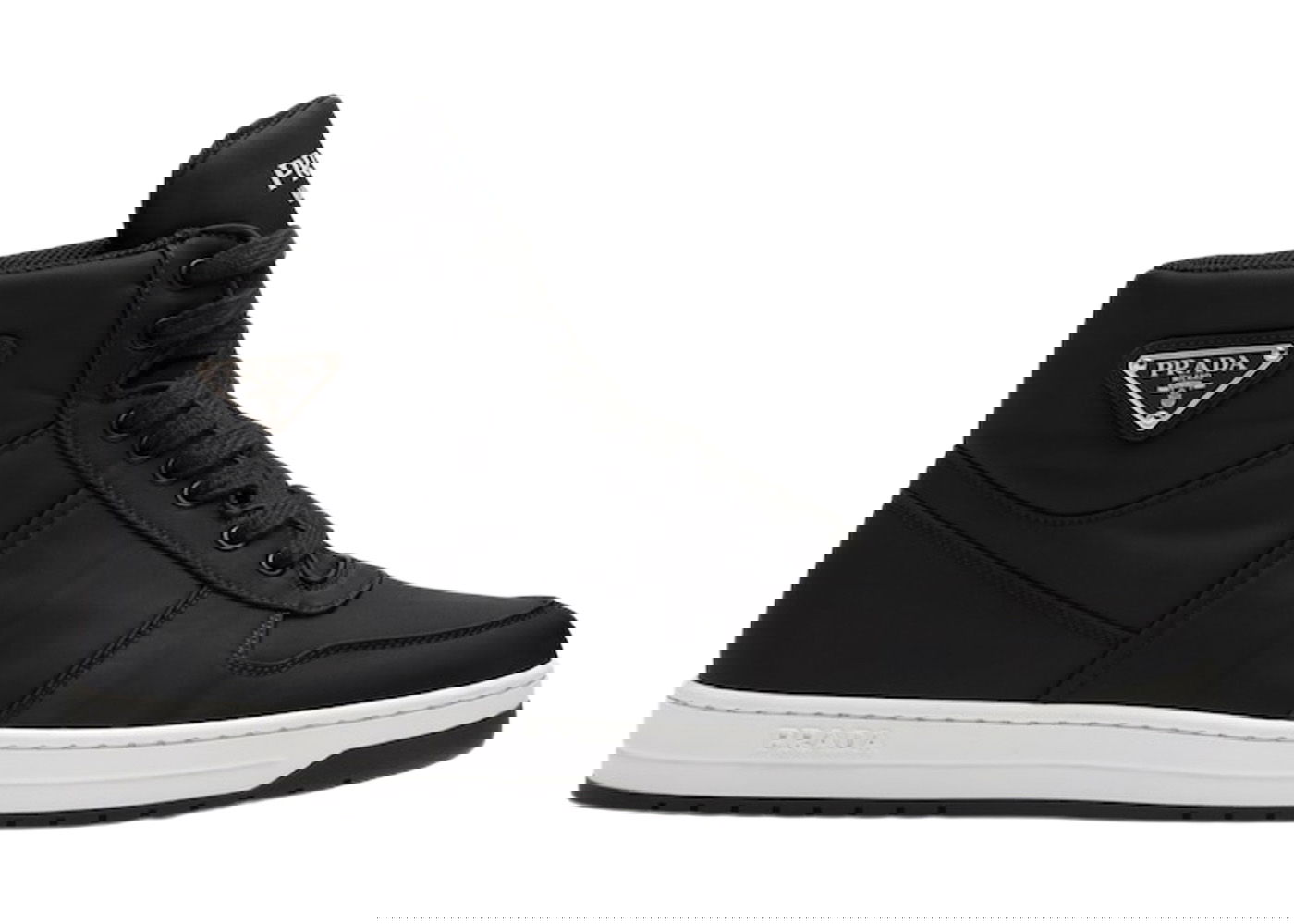 Кецове и обувки Prada Re-Nylon Gabardine High Top Sneakers Black Black White Черно | 2TE186_3LFV_F0002, 0