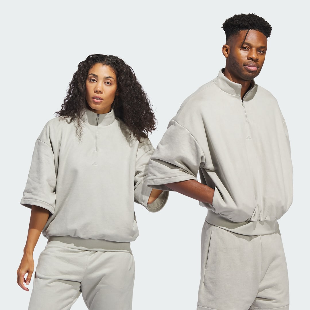 Пуловер adidas Performance Basketball Sueded 3/4 Half-Zip Crewneck Бежово | IN7712, 1