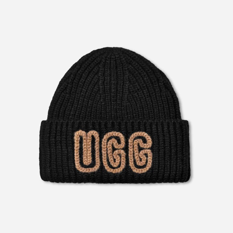 Шапка UGG Ribbed Beanie Черно | 102345-BLK, 0