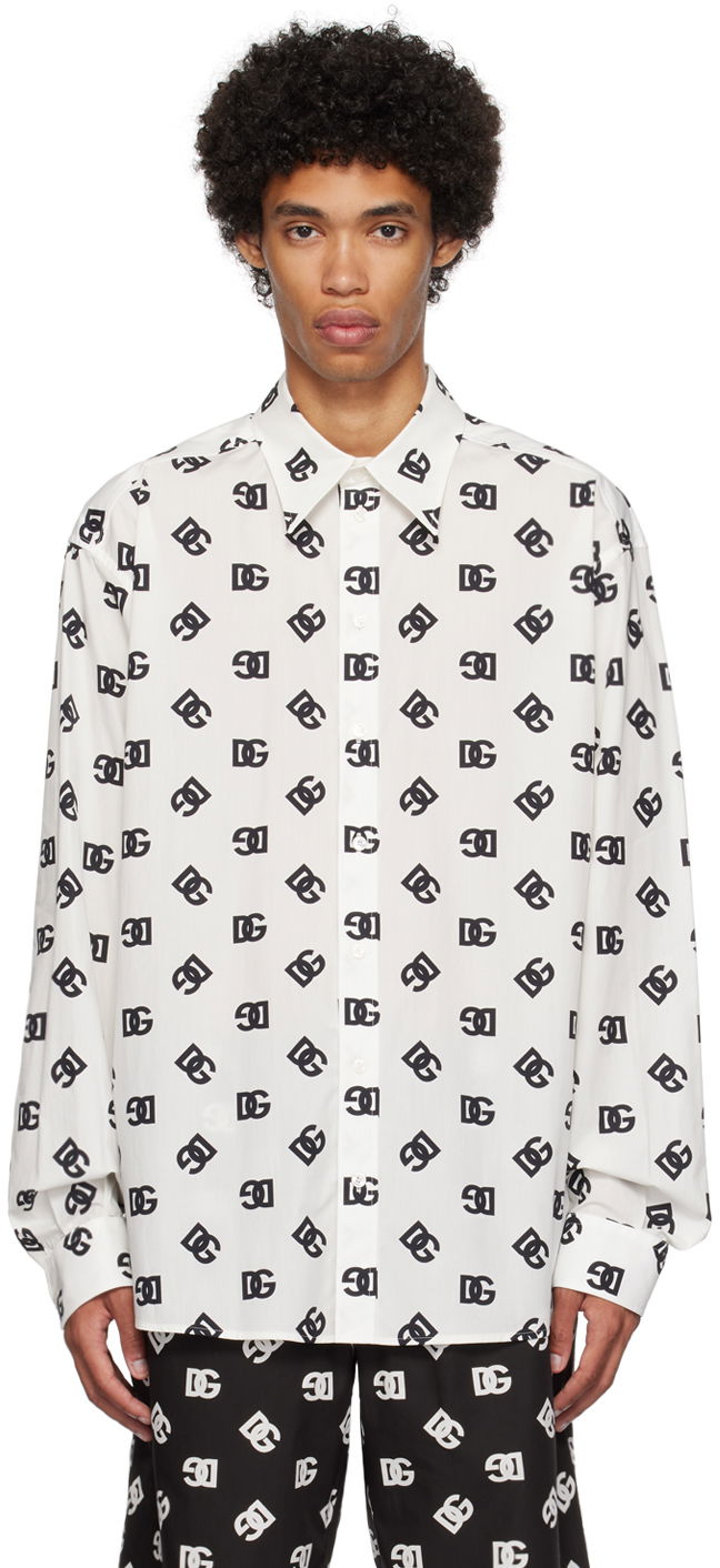 Риза Dolce & Gabbana White Monogram Shirt Бяло | G5IT7THS5OO