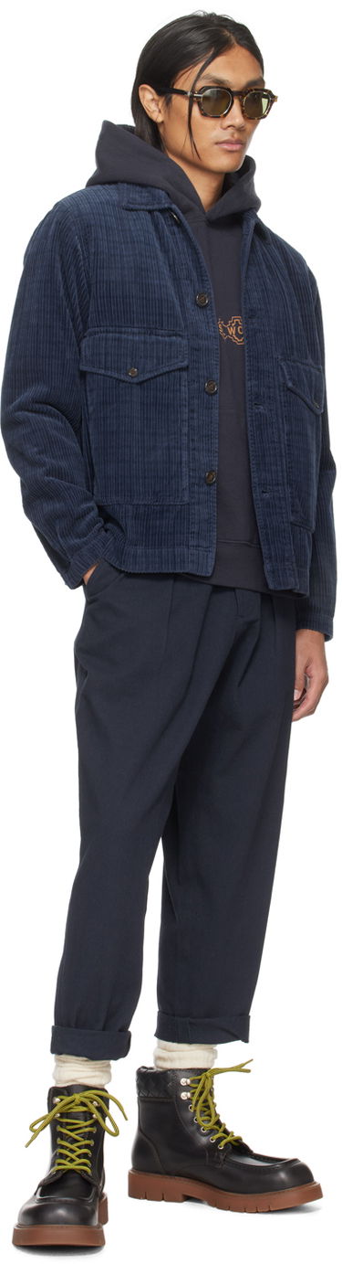 Суитчър Universal Works Universal Works Printed Hoodie Тъмно синьо | P2932, 3