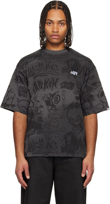 Тениска AAPE by A Bathing Ape Moonface Logo T-shirt Сиво | AAPTEM1665XXOBKX, 0