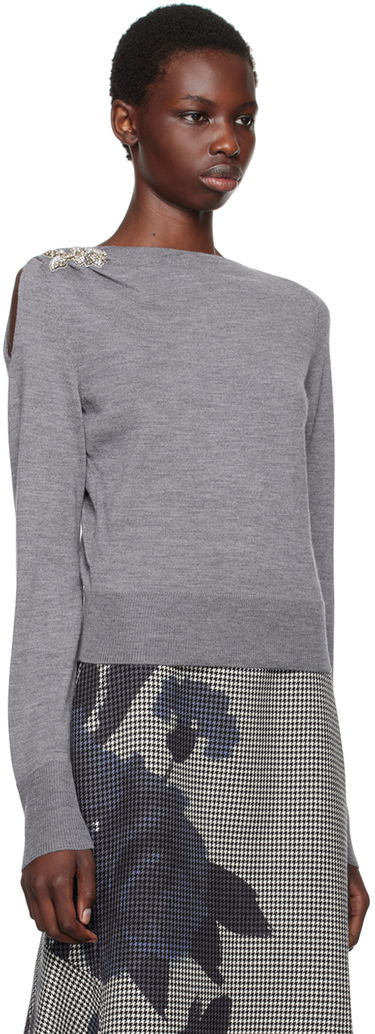 Пуловер Erdem Drape Detail Knit Sweater Сиво | PF24_F1KT3_GYEKW, 1