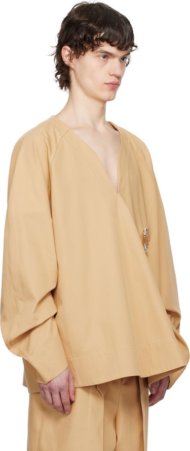 Риза JW Anderson JW Anderson Oversized V-Neck Gathered Sleeve Top Бежово | TP0348-PG1713, 1