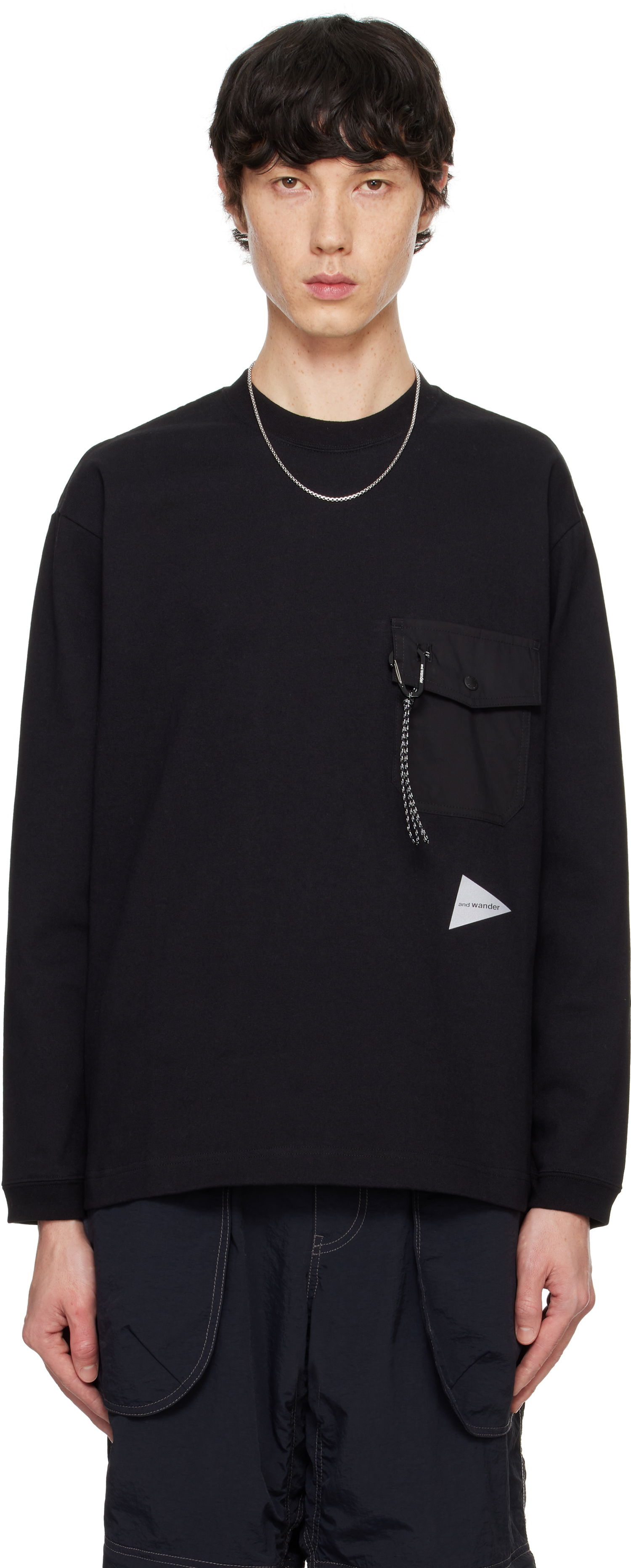 Тениска and wander Long Sleeve Pocket T-shirt Черно | 5744284166, 0