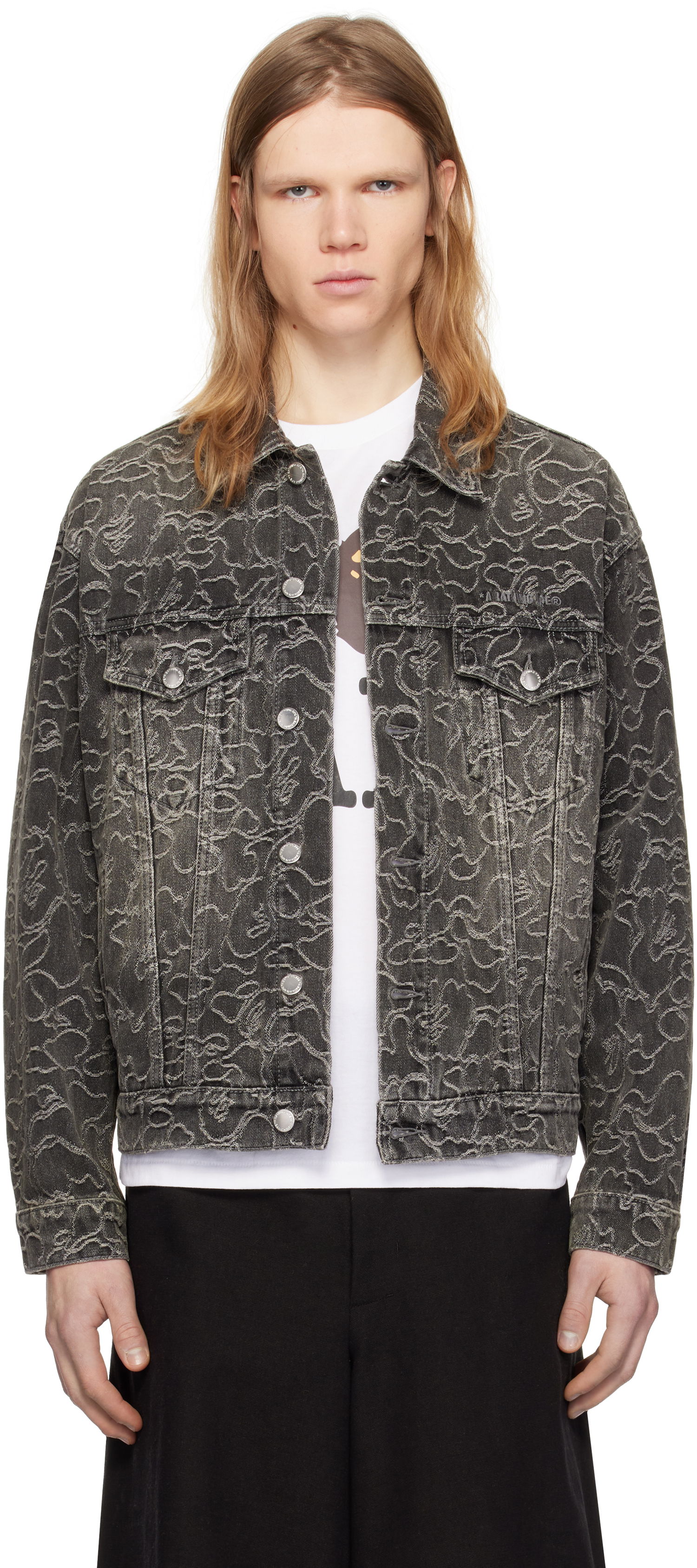 Яке бомбър BAPE Line Camo Jacquard Denim Jacket Черно | 001LJK801326M, 0