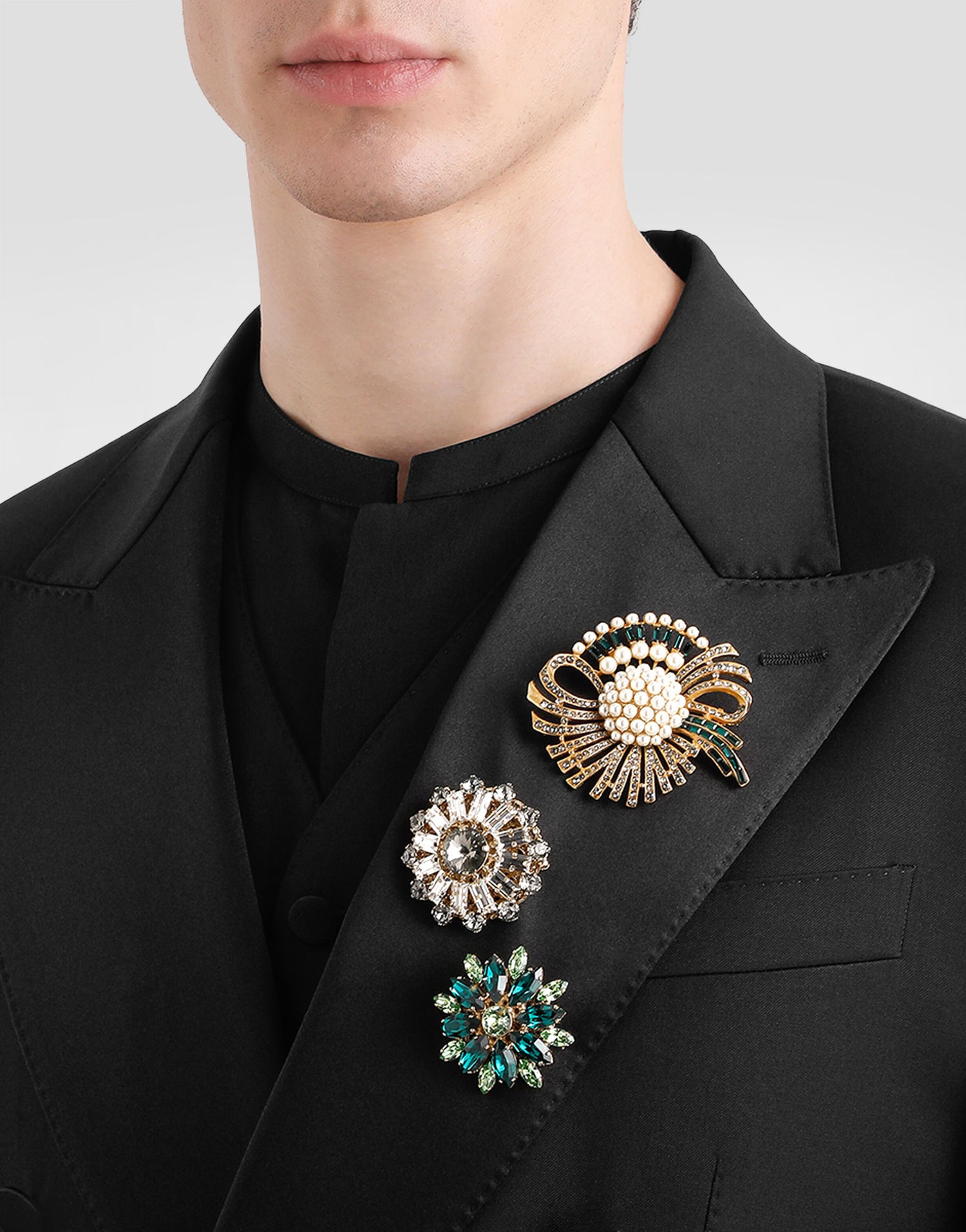 Значка Dolce & Gabbana Dolce & Gabbana Rhinestone Floral Brooch Зелено | WPR5S5W111187579, 1