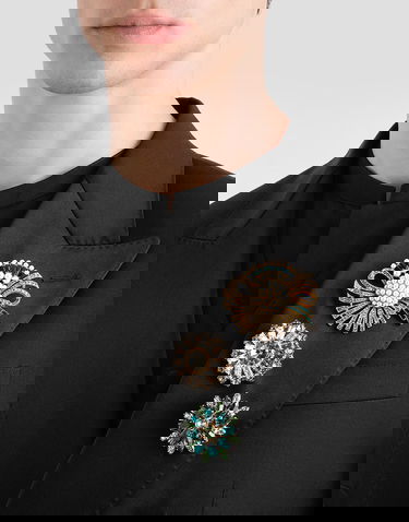 Значка Dolce & Gabbana Dolce & Gabbana Rhinestone Floral Brooch Зелено | WPR5S5W111187579, 1