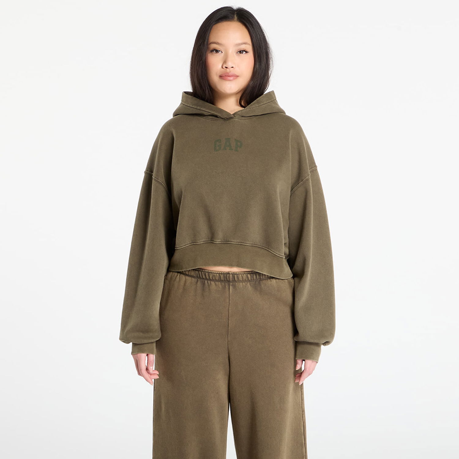 Суитчър GAP Logo Pullover Cropped Hoodie Зелено | 841725-13, 0