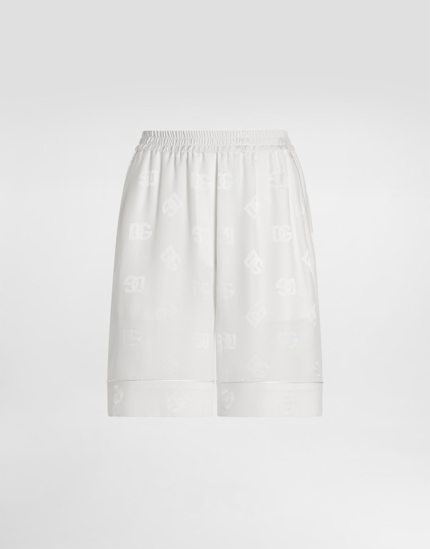 Къси панталони Dolce & Gabbana Dolce & Gabbana Silk Satin Bermuda Shorts With All-over DG Logo Бяло | FTAM7TFJ1JOW0001, 0