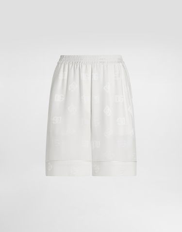 Къси панталони Dolce & Gabbana Dolce & Gabbana Silk Satin Bermuda Shorts With All-over DG Logo Бяло | FTAM7TFJ1JOW0001, 0