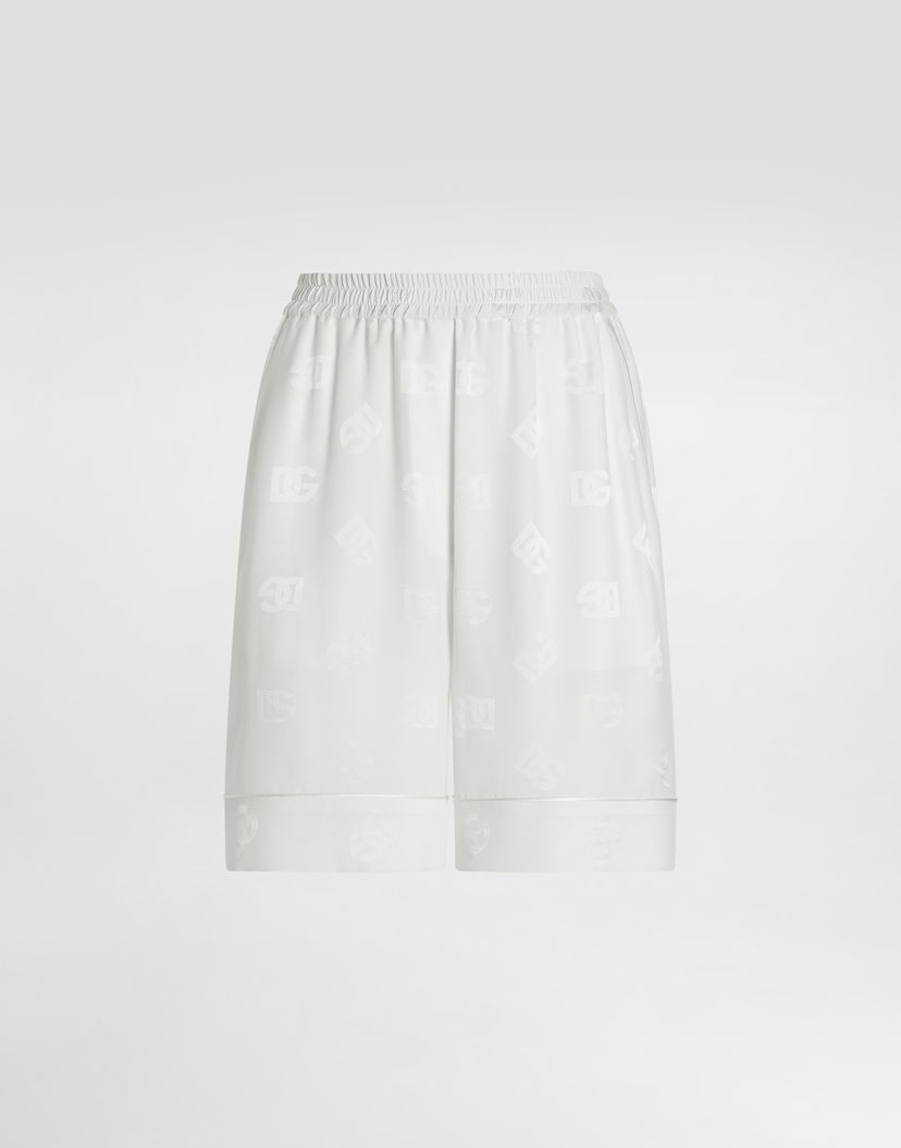 Къси панталони Dolce & Gabbana Dolce & Gabbana Silk Satin Bermuda Shorts With All-over DG Logo Бяло | FTAM7TFJ1JOW0001