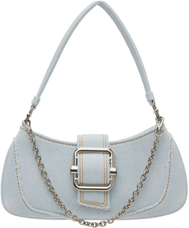 Small Denim Shoulder Bag With Chain