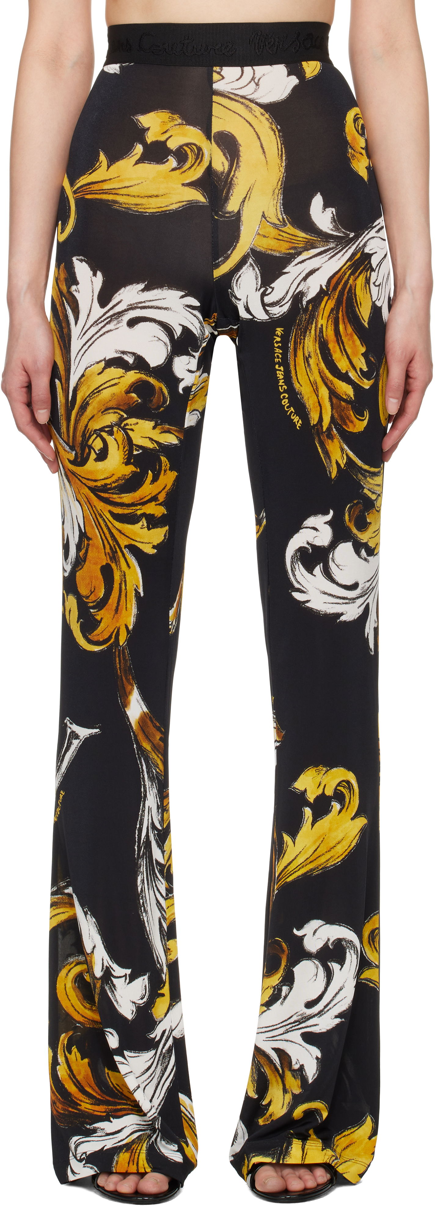 Клинове Versace Versace Jeans Couture Flared Baroque Print Leggings Черно | E78HAC107_EJS471, 0