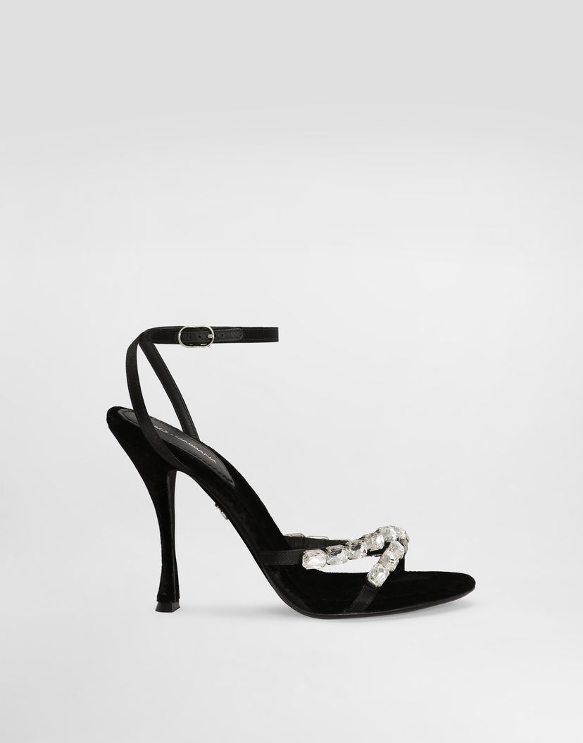 Кецове и обувки Dolce & Gabbana Satin Sandals With Gemstone Embellishment Черно | CR1821A6I688S488