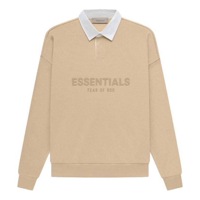 Поло тениска Fear of God Essentials Waffle Long Sleeve Polo Бежово | FOG-SS23-055