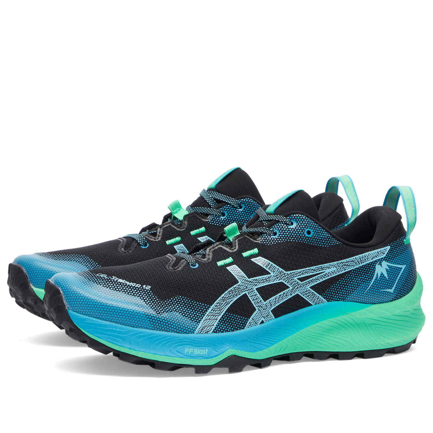 Кецове и обувки Asics GEL-TRABUCO 12 Sneakers in Black/Bright Cyan, Size UK 10 | END. Clothing Тюркоазено | 1011B799-002, 0