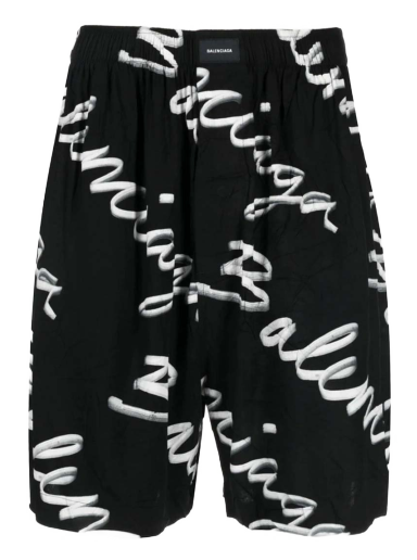 Къси панталони Balenciaga Scribble Logo Bermuda Shorts Черно | 672410TML131070