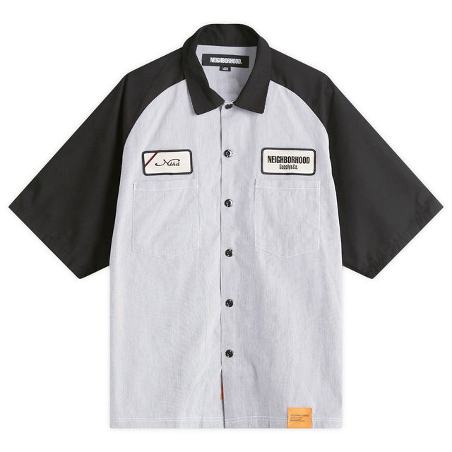 Neighborhood Classic Stripe Short Sleeve Work Shirt, Size Large