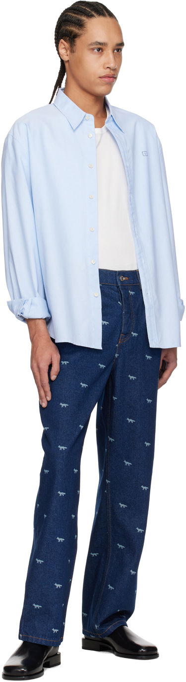 Дънки MAISON KITSUNÉ Maison Kitsuné Fox Print Relaxed Jeans Синьо | OM01105WD4014, 3