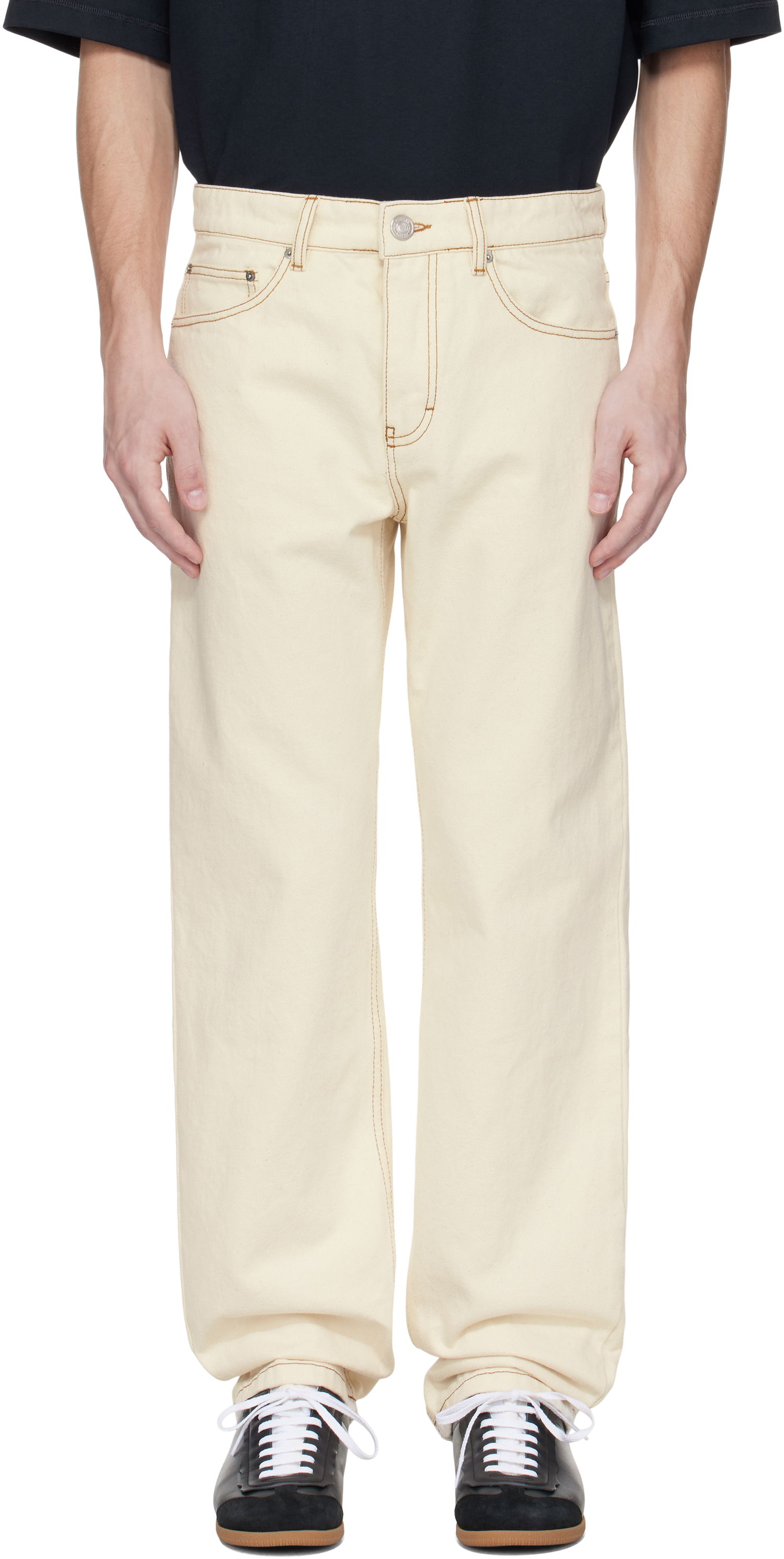 Дънки AMI AMI Paris Classic Fit Jeans Бежово | HTR001.DE0039, 0