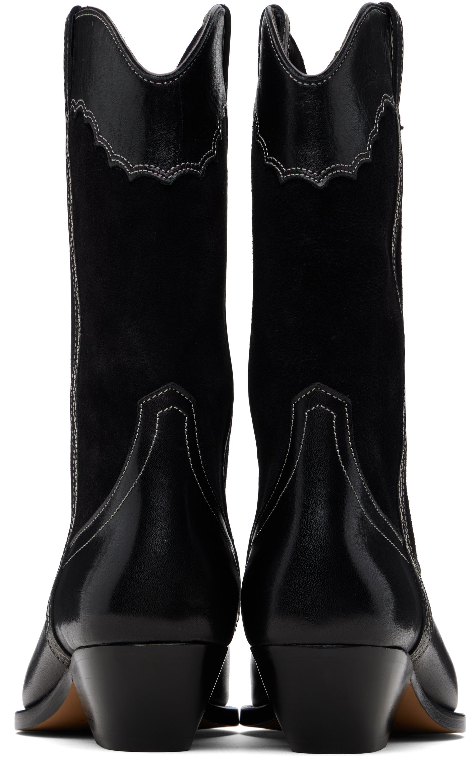 Кецове и обувки ISABEL MARANT Isabel Marant Duerto Western-Style Leather and Suede Boots with Contrast Stitching Черно | BO0003FD-D1A25S, 1