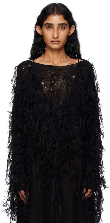 Пуловер Ann Demeulemeester Ann Demeulemeester Vilta Distressed Knit Sweater Черно | B0012850-KN064-099, 0