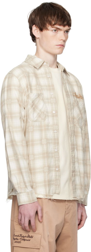 Риза AMIRI Amiri Bleach Bandana Patch Flannel Shirt Бежово | AMSTFL1015, 1