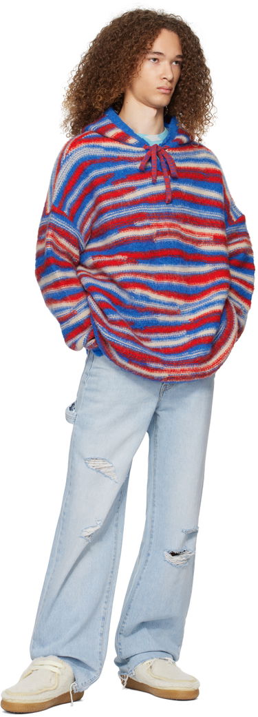 Пуловер ERL ERL Striped Knit Hoodie Червено | ERL07N015, 3