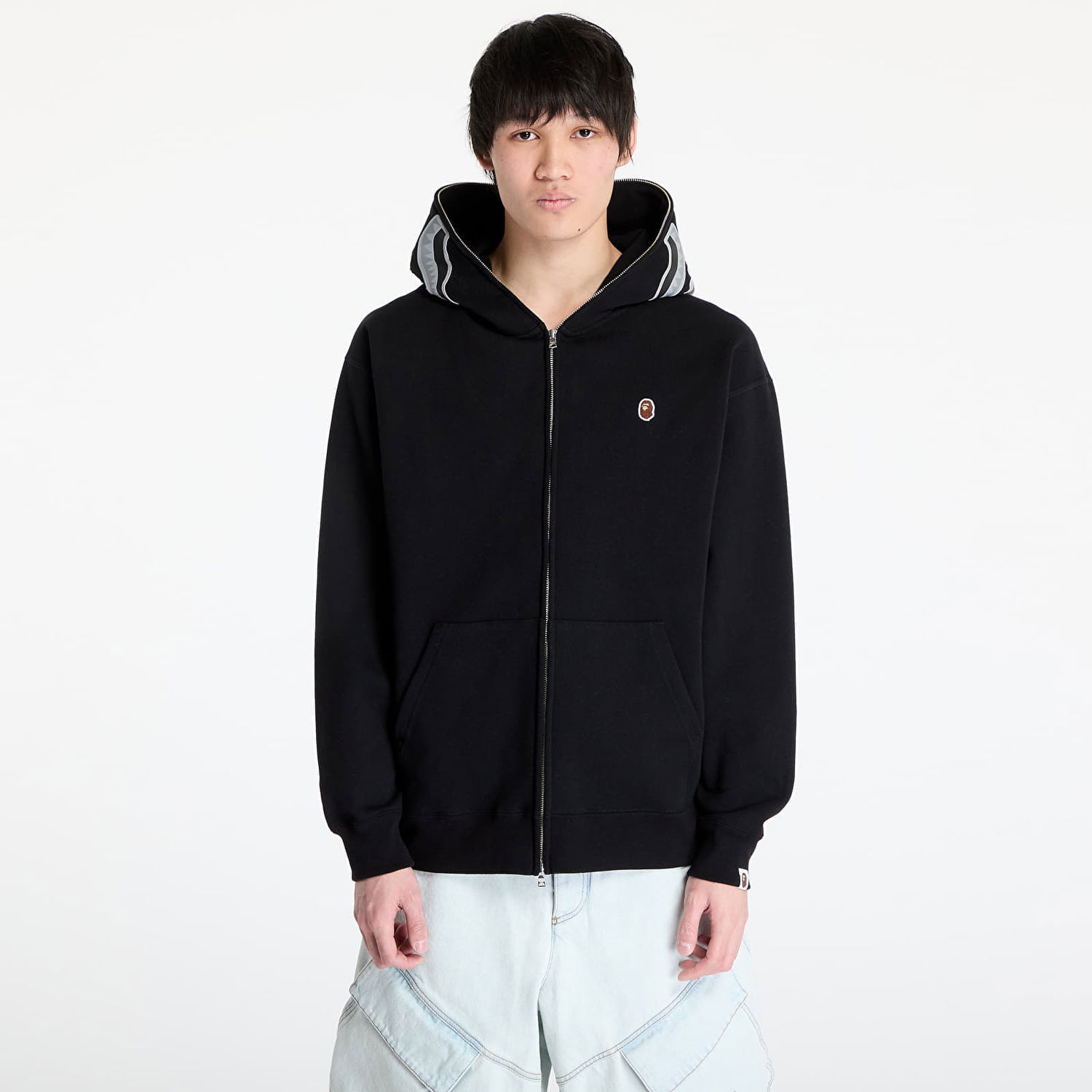 Суитчър BAPE One Point Ape Head Shark Relaxed Fit Full Zip Hoodie Черно | 001ZPK801305M BLK, 0