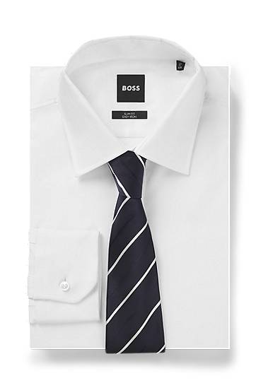 Аксесоари BOSS Silk Blend Tie with Diagonal Stripe Тъмно синьо | 50550914, 1