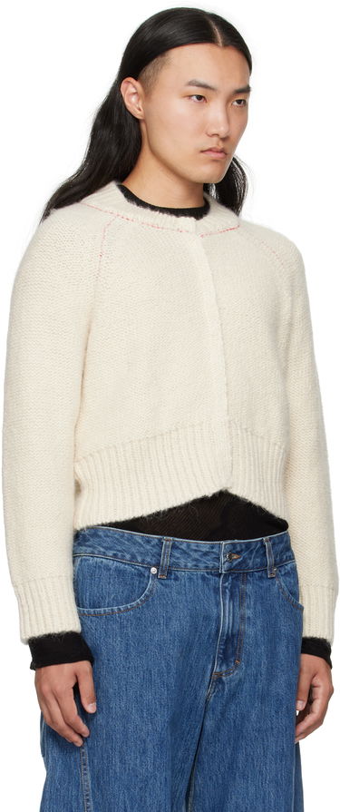 Пуловер Eckhaus Latta Eckhaus Latta Fisherman's Bomber Cardigan Бяло | 8264-EL-PF25-EG -, 4