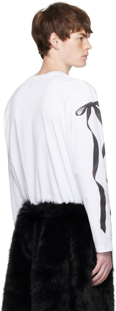 Тениска Simone Rocha Simone Rocha Ribbon Bow Tail Long Sleeve T-Shirt Бяло | 5194P54-M 0569, 2