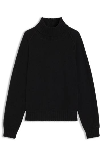 Пуловер BOSS Rollneck sweater in cotton-blend bouclé Черно | 50546996, 0