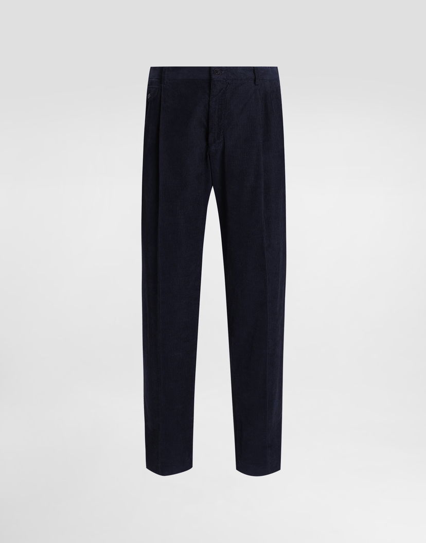 Панталони Dolce & Gabbana Dolce & Gabbana Garment Dyed Velvet Trousers Тъмно синьо | GY6UETG8NN7B0665