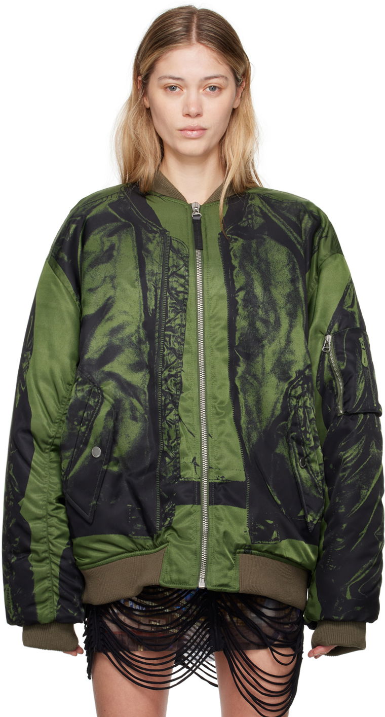 Яке бомбър Jean Paul Gaultier Jean Paul Gaultier Trompe L'œil Print Bomber Jacket Зелено | 24/30-F-BL046-C538-4100