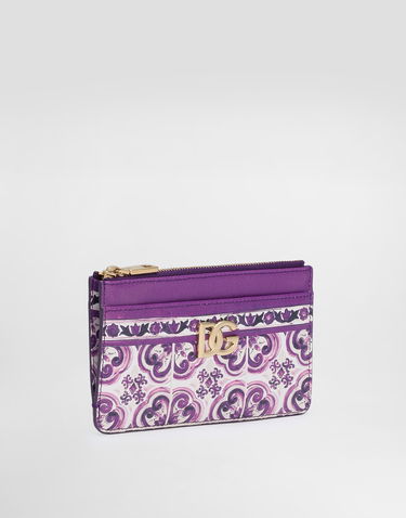 Портфейл Dolce & Gabbana Dolce & Gabbana Calfskin Card Holder with Majolica Print Лилаво | BI1261AO026I03TN, 1