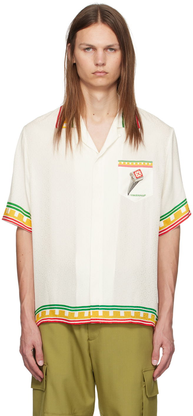 Риза Casablanca Printed Shirt Бяло | U-MF24-SH-003-06